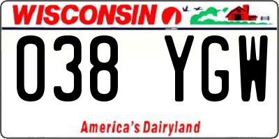 WI license plate 038YGW