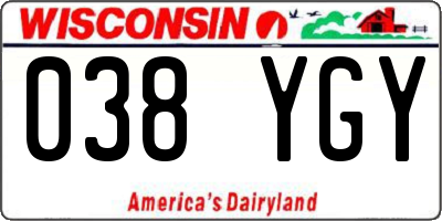 WI license plate 038YGY