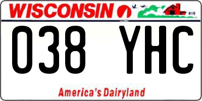 WI license plate 038YHC