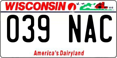 WI license plate 039NAC