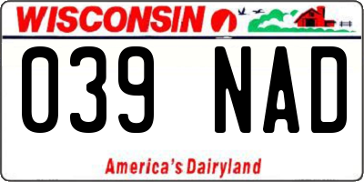 WI license plate 039NAD