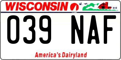 WI license plate 039NAF