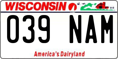 WI license plate 039NAM