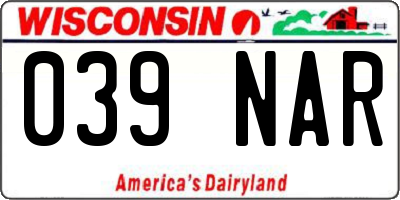 WI license plate 039NAR