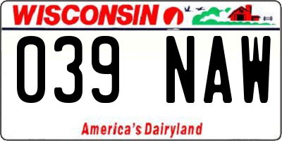 WI license plate 039NAW
