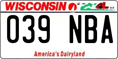WI license plate 039NBA