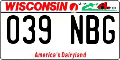 WI license plate 039NBG