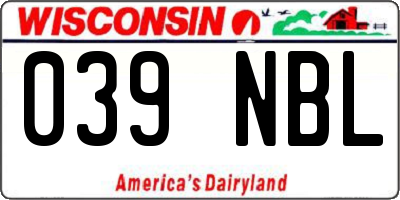 WI license plate 039NBL