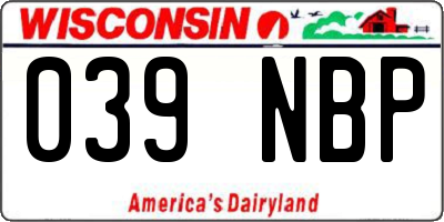 WI license plate 039NBP