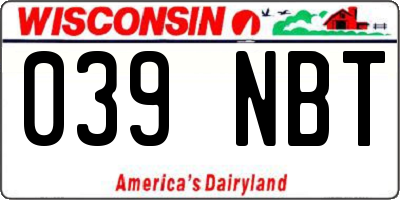 WI license plate 039NBT