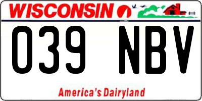 WI license plate 039NBV