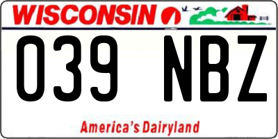 WI license plate 039NBZ