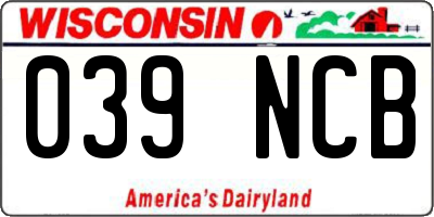 WI license plate 039NCB