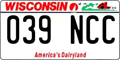 WI license plate 039NCC