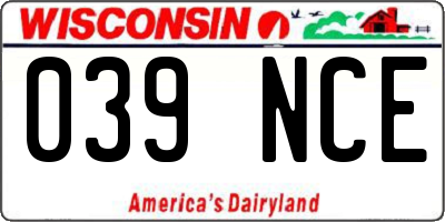 WI license plate 039NCE