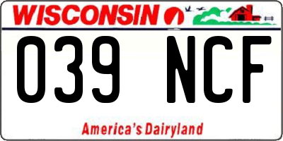 WI license plate 039NCF