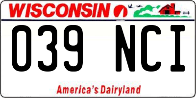 WI license plate 039NCI