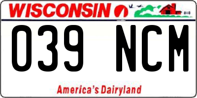 WI license plate 039NCM