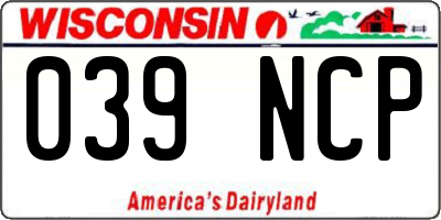 WI license plate 039NCP