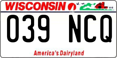WI license plate 039NCQ