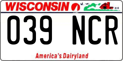 WI license plate 039NCR