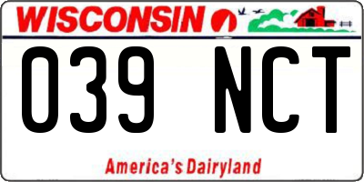 WI license plate 039NCT