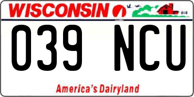 WI license plate 039NCU