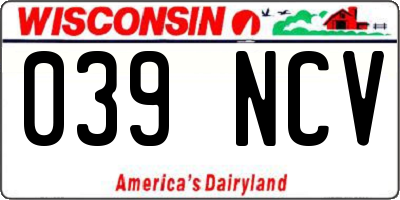 WI license plate 039NCV
