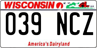 WI license plate 039NCZ