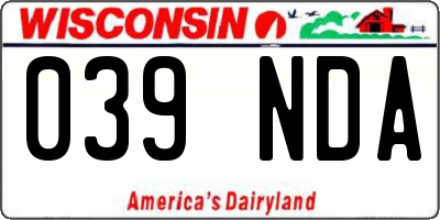 WI license plate 039NDA