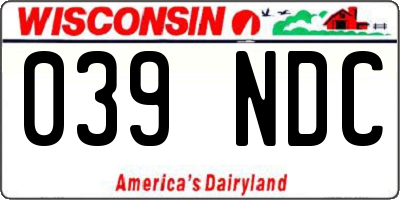 WI license plate 039NDC