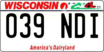 WI license plate 039NDI