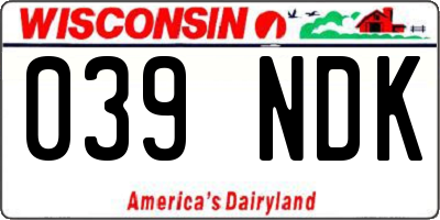 WI license plate 039NDK