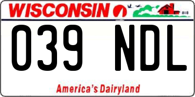WI license plate 039NDL
