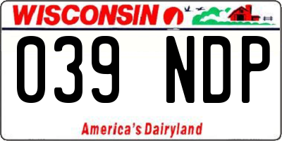 WI license plate 039NDP
