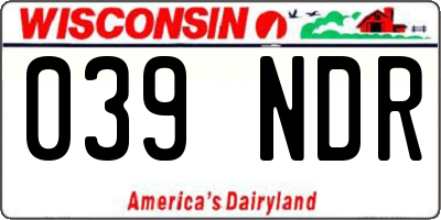 WI license plate 039NDR