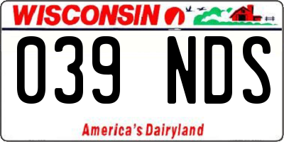 WI license plate 039NDS