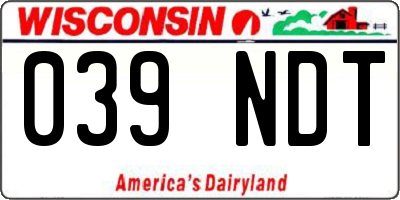 WI license plate 039NDT
