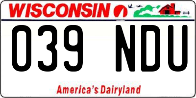 WI license plate 039NDU