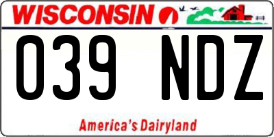 WI license plate 039NDZ