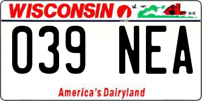WI license plate 039NEA