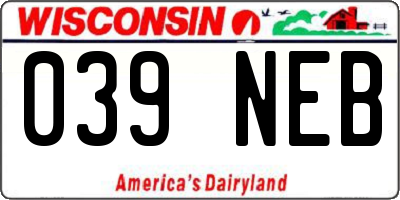 WI license plate 039NEB