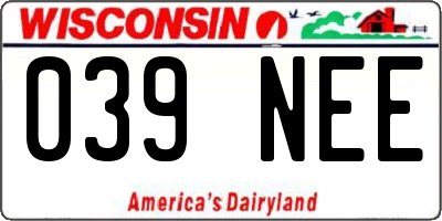 WI license plate 039NEE