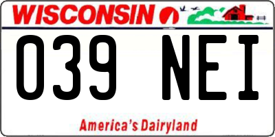 WI license plate 039NEI