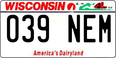 WI license plate 039NEM