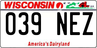 WI license plate 039NEZ
