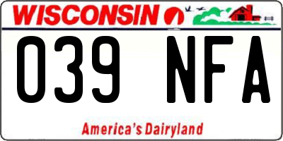 WI license plate 039NFA