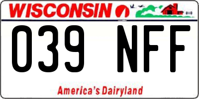 WI license plate 039NFF