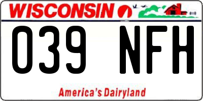 WI license plate 039NFH