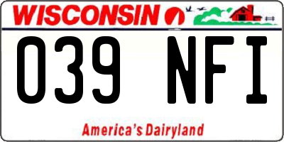 WI license plate 039NFI